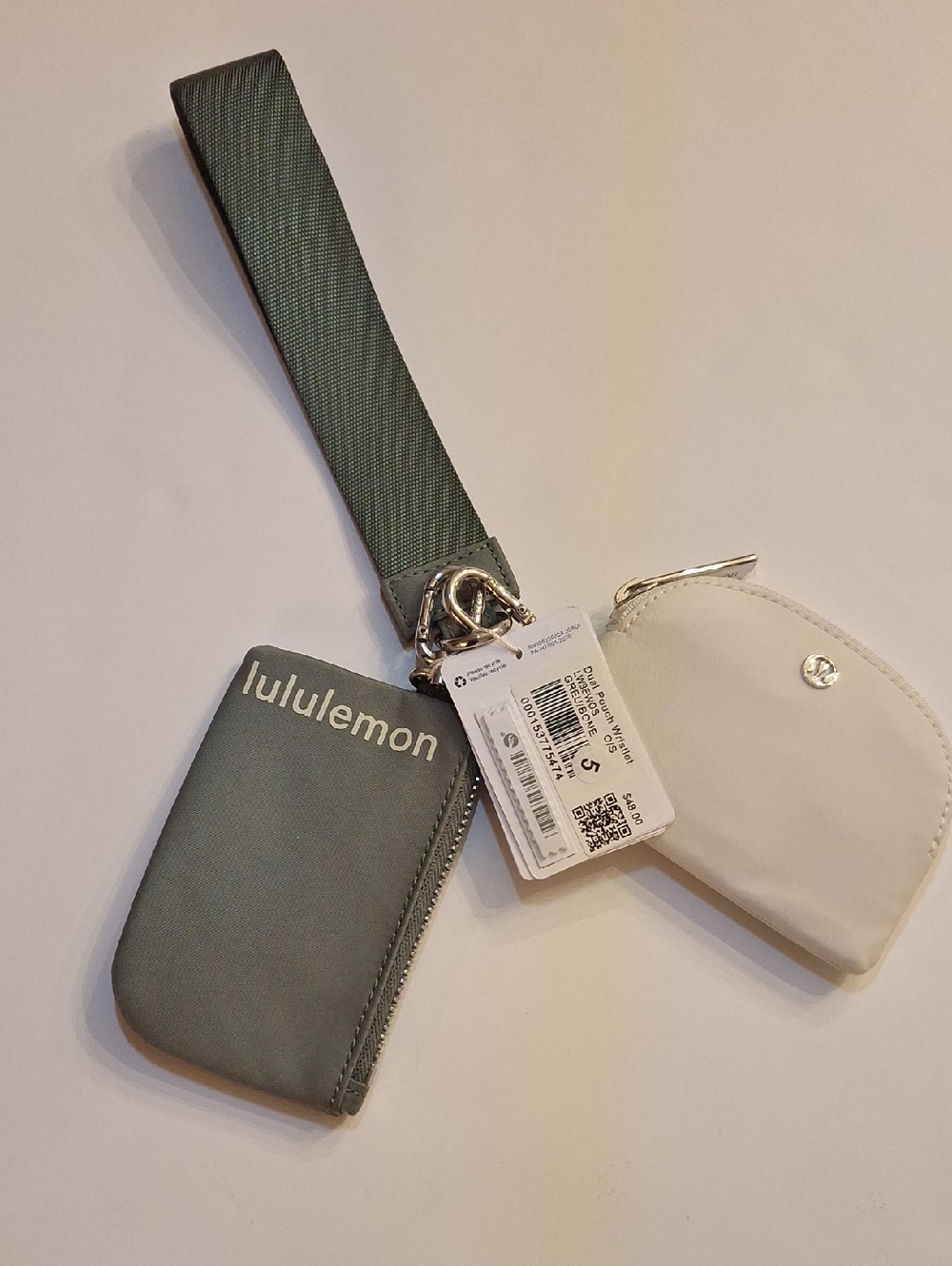 NWT Lululemon Dual Pouch Wristlet Greu/bone